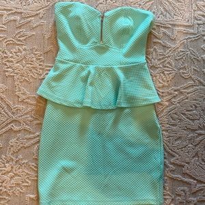 2B Bebe | Peplum Blue Body Con Dress
